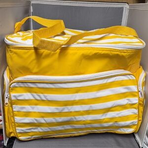Vintage Tupperware Folding Yellow and White Striped Cooler